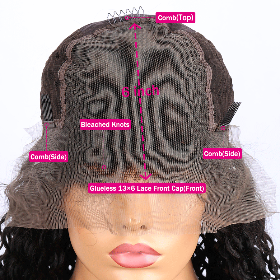 13x6 Brazilian Curly Human Hair 10A+ Transparent Lace Front Wig