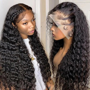 13x4 Glueless Brazilian Water Wave Transparent Wig 150% Density