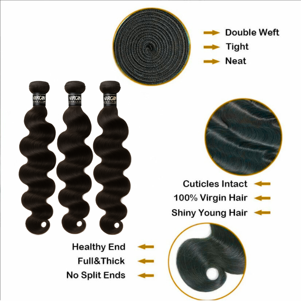3 Bundles 13A Brazilian Body Wave Human Hair