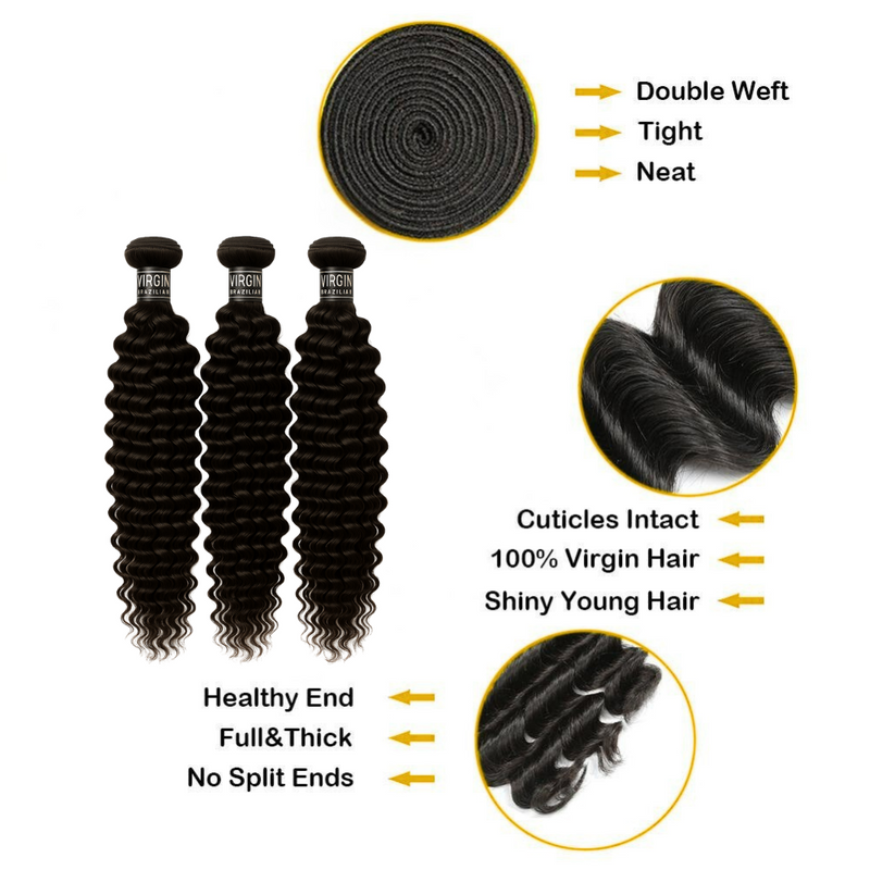 3 Bundles 10A+ Brazilian Natural Wave Human Hair