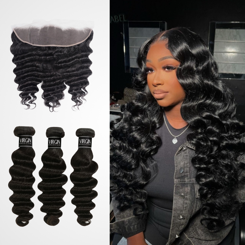 3 Bundles 13A+ Brazilian Deep Wave Human Hair with Frontal