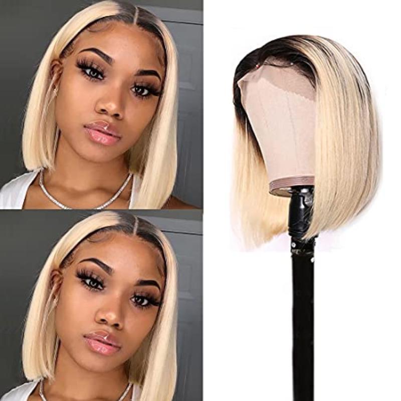 613 1B Root 150% Density 13x4 Bob Lace Front Wig Brazilian Human Hair - Virgin BrazilianWigVirgin BrazilianVirgin Brazilian1b/613wig - bob12