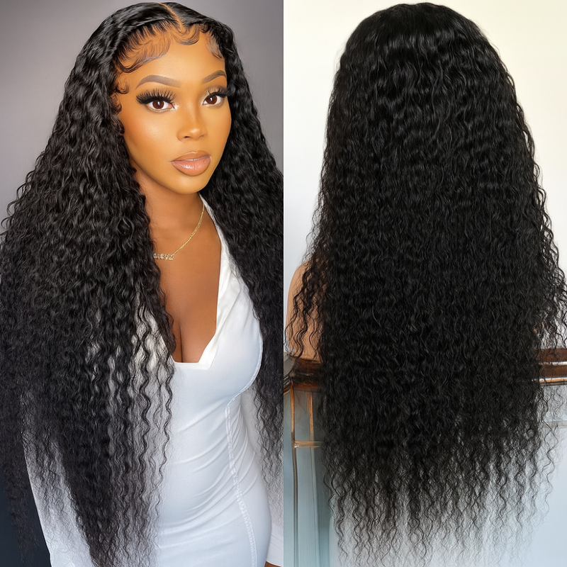 13x6 Glueless Deep Curly Human Hair HD Frontal Wig 180%