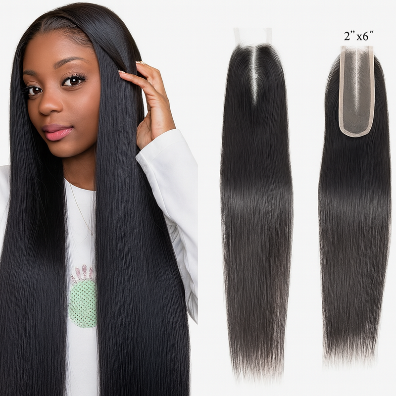2x6 HD Brazilian Straight Human Hair Kim K Lace Closure