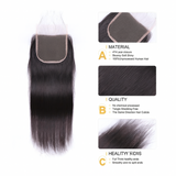 3 Bundles 13A+ Brazilian Straight Human Hair with Closure