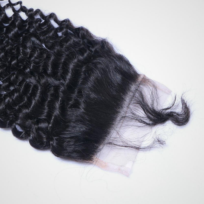 Transparent Lace Closure Brazilian Curly Human Hair