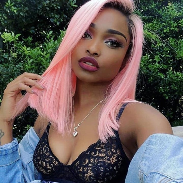 Pink 10A+ Human Hair Bob Wig 13x4 Lace 150% Density - Virgin BrazilianWigVirgin BrazilianVirgin Brazilianpinkwig - bob12