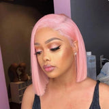 Pink 10A+ Human Hair Bob Wig 13x4 Lace 150% Density - Virgin BrazilianWigVirgin BrazilianVirgin Brazilianpinkwig - bob12