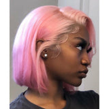 Pink 10A+ Human Hair Bob Wig 13x4 Lace 150% Density - Virgin BrazilianWigVirgin BrazilianVirgin Brazilianpinkwig - bob12