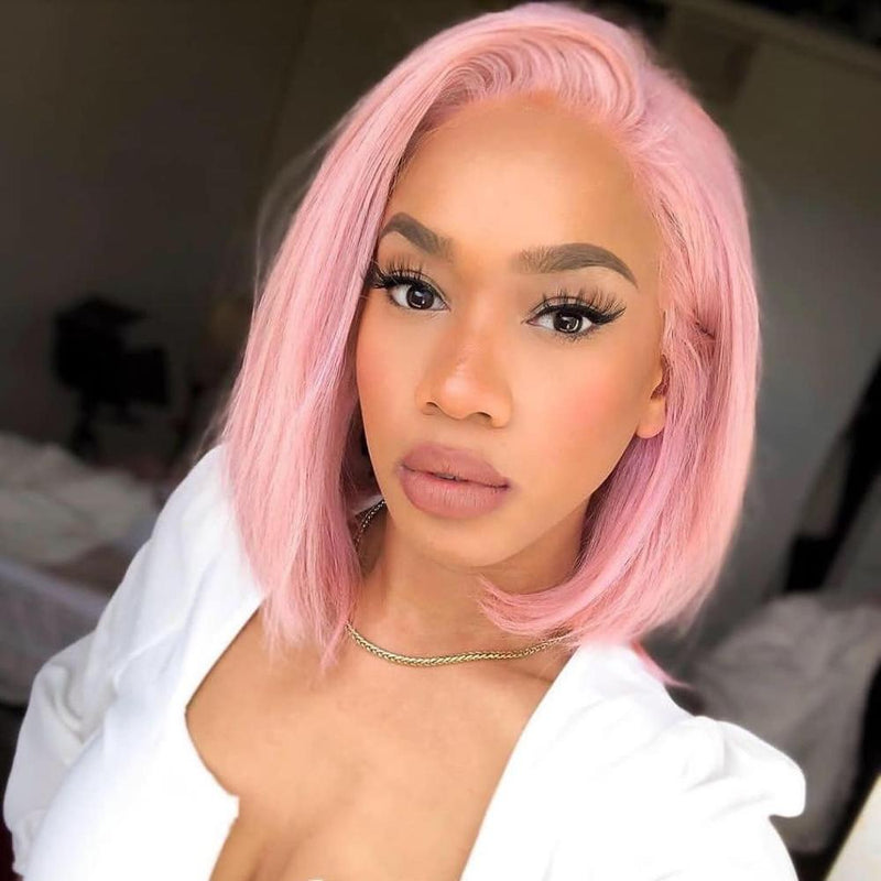 Pink 10A+ Human Hair Bob Wig 13x4 Lace 150% Density - Virgin BrazilianWigVirgin BrazilianVirgin Brazilianpinkwig - bob12