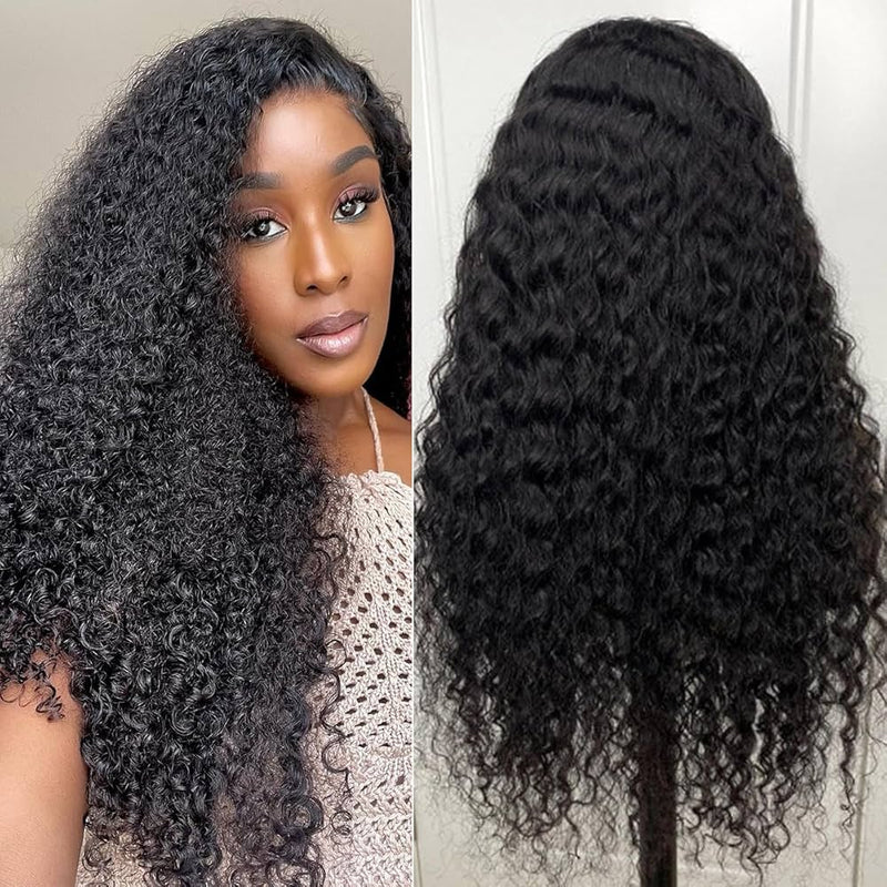 13x6 Brazilian  Curly Human Hair 10A+ Transparent Lace Front Wig